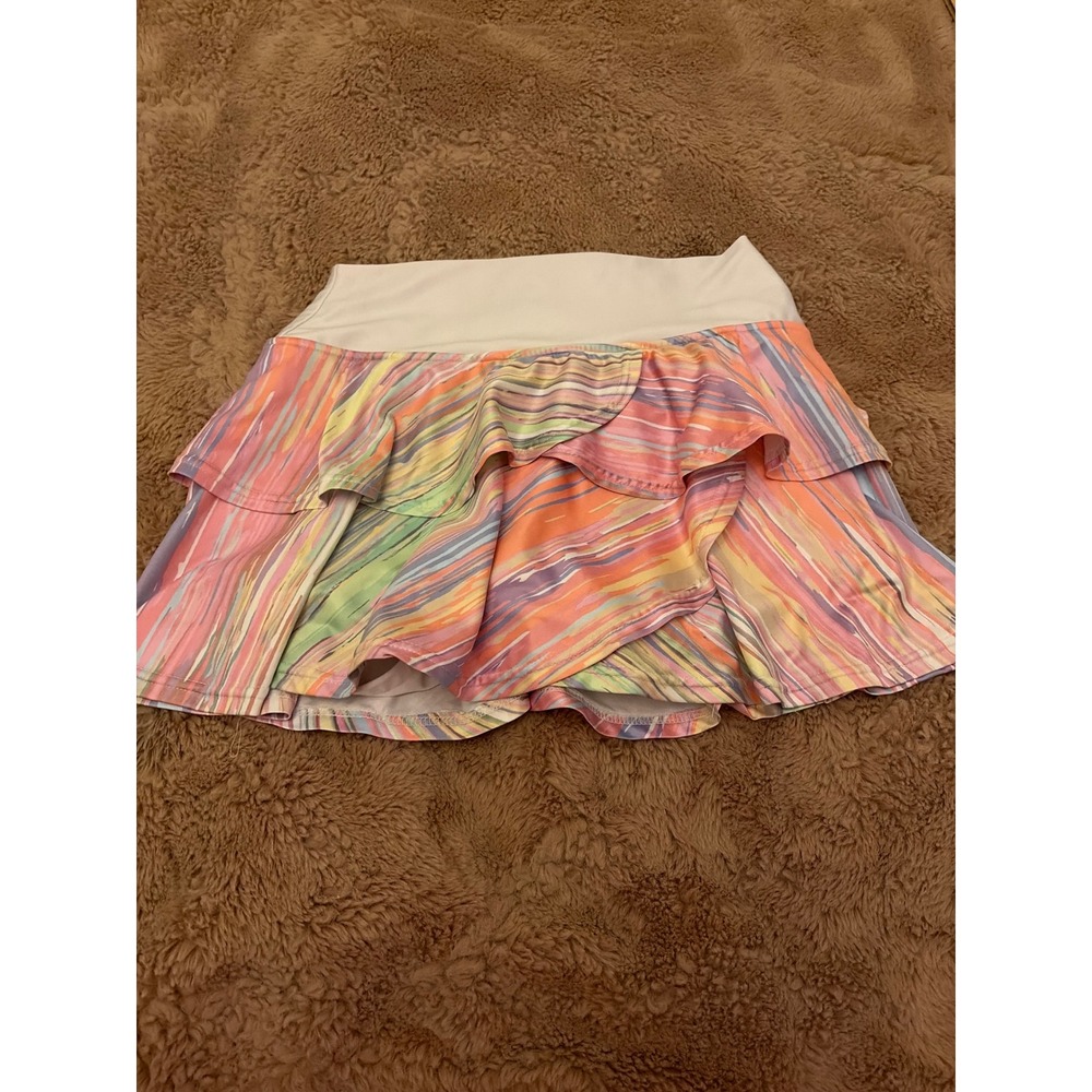 Faye + Florie Womens Ruffle Tennis Skort Multi Color Abstract Print Size M